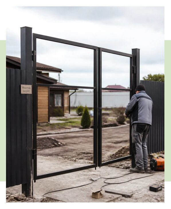 Распашные ворота под ключ цена с установкой в Вологде